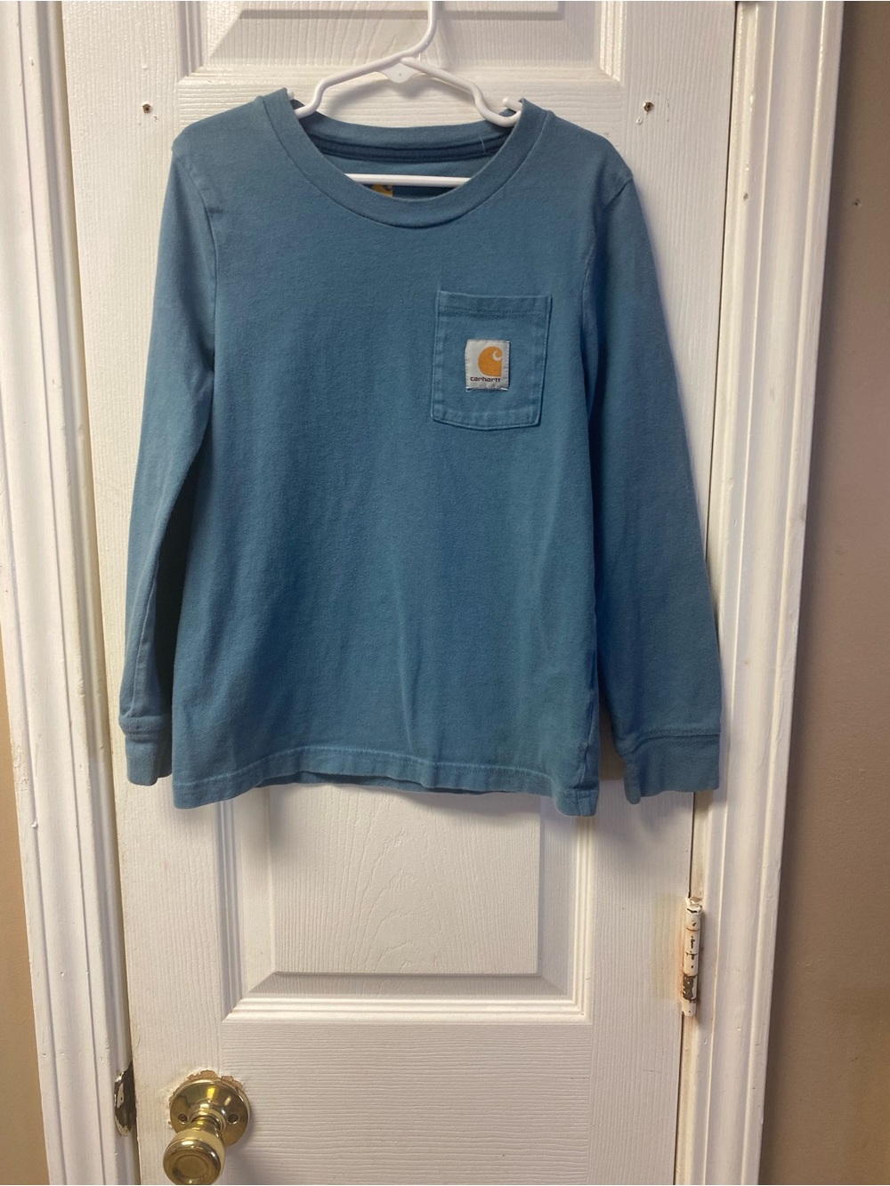 Carhartt Kids Long-Sleeve Pocket Tee in Slate Blue